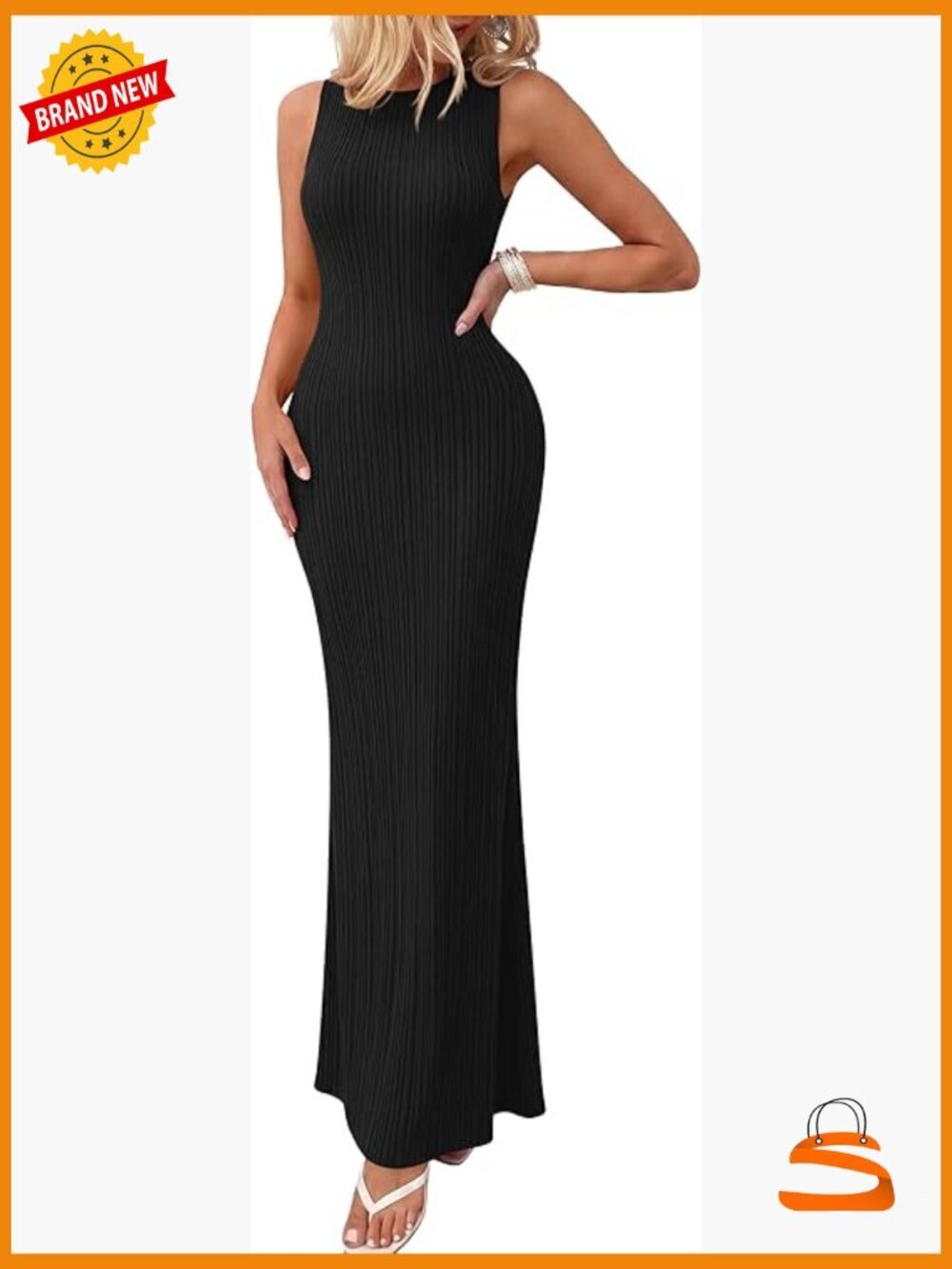 Ribbed Knit Bodycon Maxi Dress Sleeveless Summer Casual